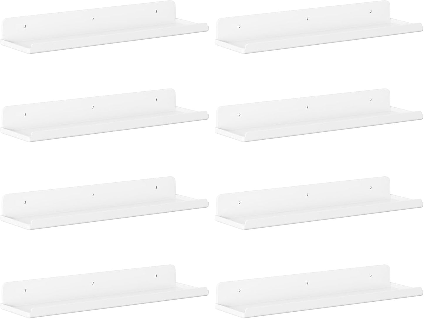 Lifewit Floating Shelves - 15" Acrylic Wall Organizer for Perfume, Makeup & Decor | 8 Pack, White