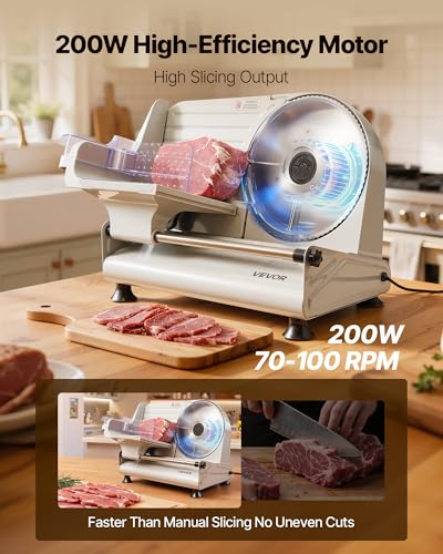 VEVOR 8.6 Inch Electric Meat Slicer with Dual SUS420 Blades, Adjustable Thickness