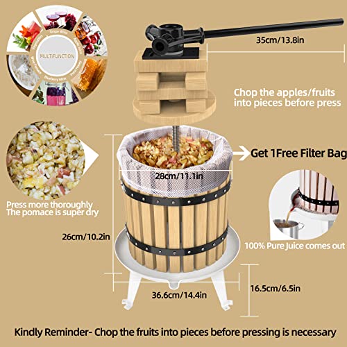 SQUEEZE master 3.17 Gallon Black Fruit Press Wooden Basket for Juice & Wine