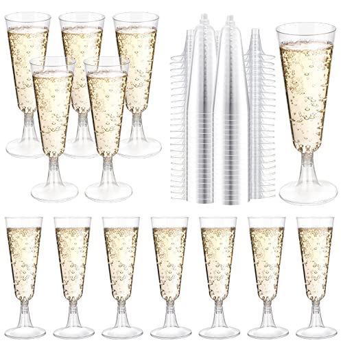 Clear Plastic Champagne Flutes 200 Pack - Disposable 5 Oz Mimosa & Cocktail Glasses for Parties
