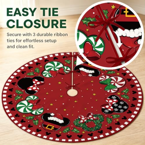 Yarcooly Red 48 Inch Christmas Tree Skirt - New Year Xmas Home Decor