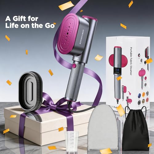 HORTIGRACE Grey 2-in-1 Travel Garment Steamer & Iron, Portable Compact Design