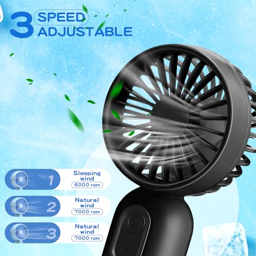 Rechargeable Mini Portable Fan Black - Compact Handheld Fan with Adjustable Speeds