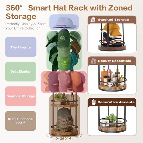 Keebofly 360° Rotating 5-Tier Hat Rack Floor