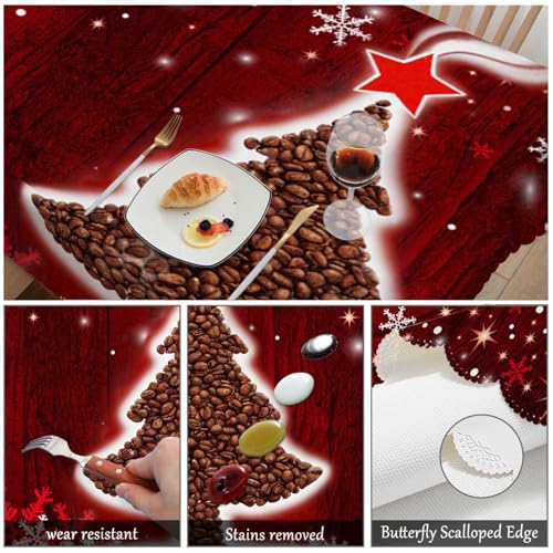 Swono Christmas Tree Tablecloth 52x70 Inch Washable Holiday Placemats Plaid Decor