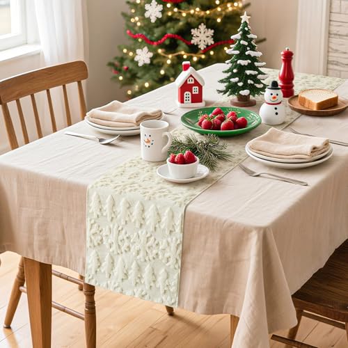 Artscope Beige Snowflakes Christmas Table Runner 13x108 inches