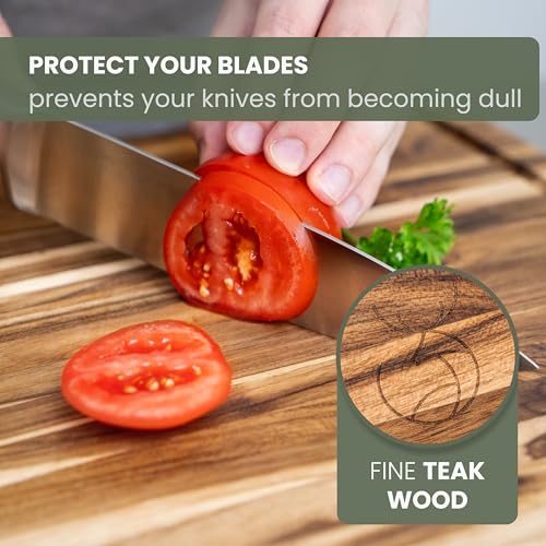 WALDWERK 24 x 18-Inch Large Teak Wood Cutting Board - Solid Hardwood Butcher Block