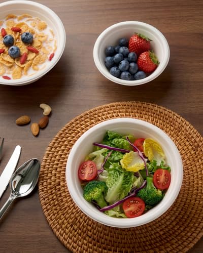 White 12oz Compostable Sugarcane Deep Bowls - 500 Pack