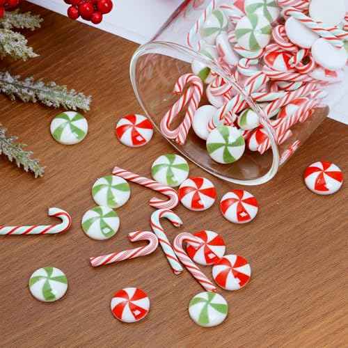 100Pcs Christmas Mini Candy Decorations Faux Candy Decorations for Christmas DIY Craft Supplies Party Decorations