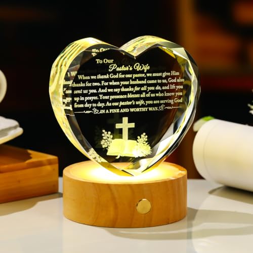 Pastor's Wife Appreciation Crystal Heart Gift - Religious Home Decor