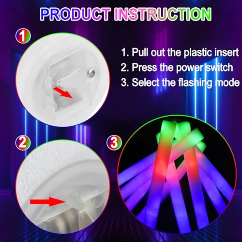45 Pcs Glow Stick Bulk with 3 Flashing Modes - Foam Glow Party Supplies, Glow in Dark Party Pack for Weddings Raves Concerts