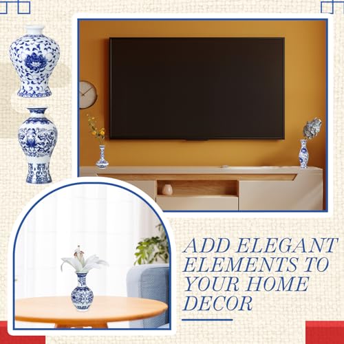 12 Pcs Blue and White Chinoiserie Mini Vases - Classic Porcelain Decor Set