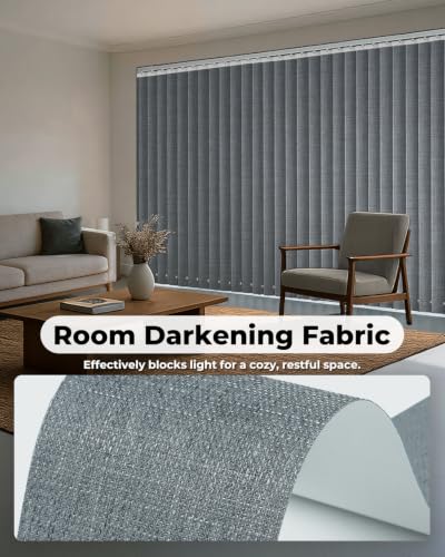 Room Darkening Vertical Blind Replacement Slats - Grey, 3.5" W x 82.5" H, 34 Pack - UNISHADES Variation of THIS listing