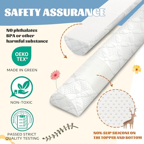 2 Pack Toddler Bed Bumpers Memory Foam Safety Guard Rail for All Bed Sizes