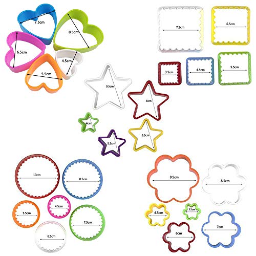 25-Piece Cookie Cutter Set 5 Shapes Multi-Size Fondant & Biscuit Cutters
