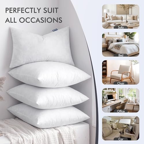 22x22 Inch Pillow Inserts Set of 2 - Feather & Polyester Blend Plush Support