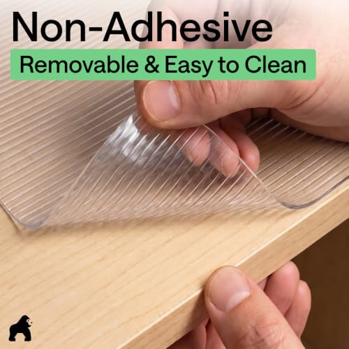 Gorilla Grip Non-Adhesive Clear Ribbed Shelf Liner 12x20 ft - Waterproof & Food Safe