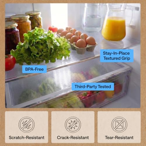 Gorilla Grip Non-Adhesive Clear Ribbed Shelf Liner 12x20 ft - Waterproof & Food Safe