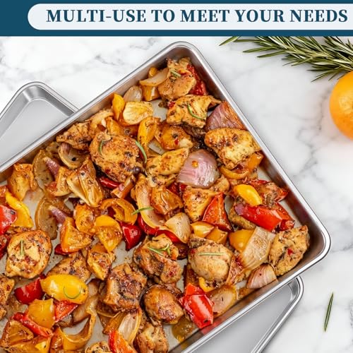 Bastwe 6 Pack Full Size Commercial Aluminum Baking Sheets 26x18 Inch