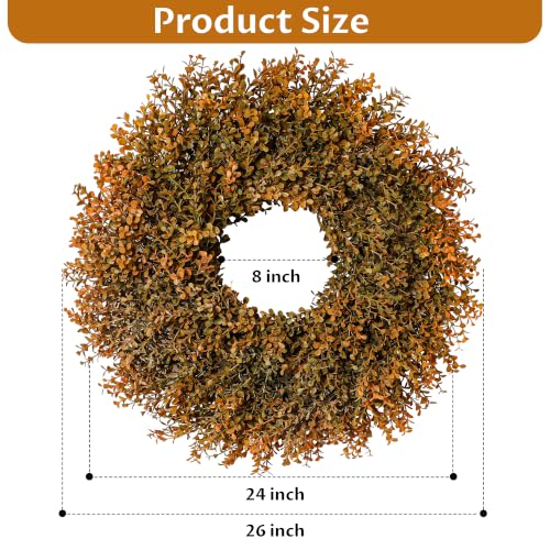 Green Moon 26'' Faux Fall Wreath for Front Door - Orange Autumn Decor
