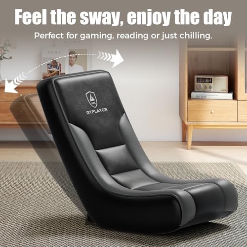 GTPLAYER Black & Gray Floor Rocker Gaming Chair – Adjustable Angle, Lightweight Ergonomic Seat