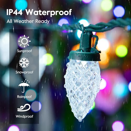 Brightown 2 Pack Blue and White C9 LED Christmas String Lights - 33ft