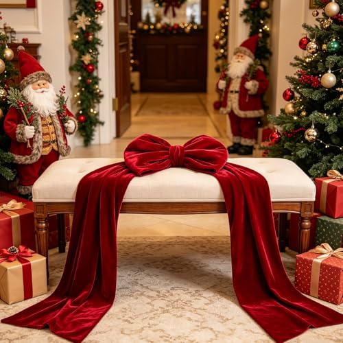 Large Oversized Bow Decoration Wine Red Velvet for Christmas Trees & Holiday Displays - Model THIS LISTING