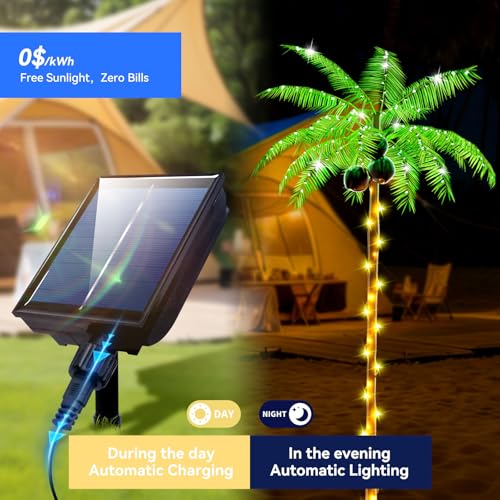Lighted Palm Tree 5FT with Remote - Warm White / Solar & Plug Power