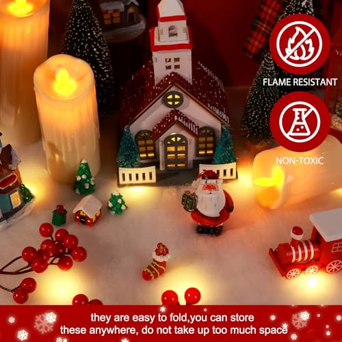 Hatisan White 2-Pack LED Snow Blankets with 100 Warm White String Lights, 70x17.7 Inches Christmas Indoor Outdoor Decor