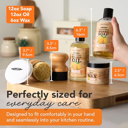 Food Grade Cutting Board Care Kit with Orange & Lemon Extracts - 3 Step Set