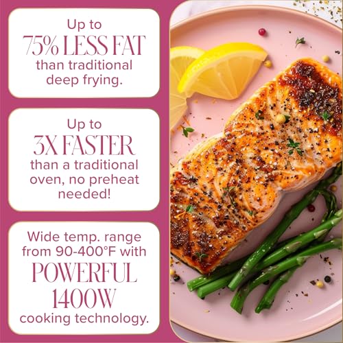 Paris Hilton 6-Quart Air Fryer Pink - 8-in-1 Touchscreen, Nonstick Basket