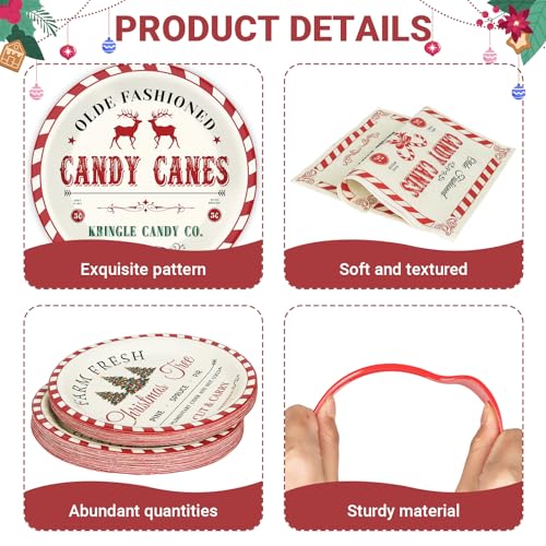 GOLDGAO 200Pcs Christmas Paper Plates & Napkins Old Fashion Farmhouse Tableware Set 9x7in