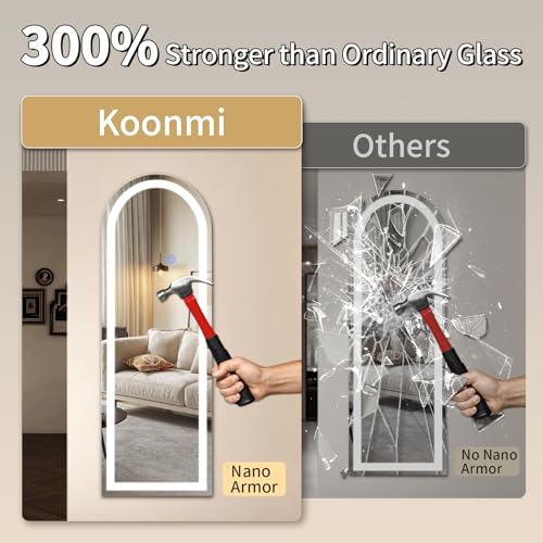 Koonmi Full Length Mirror with LED Lights, 56x20 Inches, Arched Standing Design