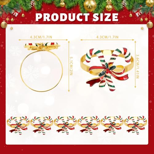 Christmas Candy Cane Napkin Rings Set of 6 – Napkin Holders, Candy Cane Design, DTOFOOT (Christmas Candy Cane)