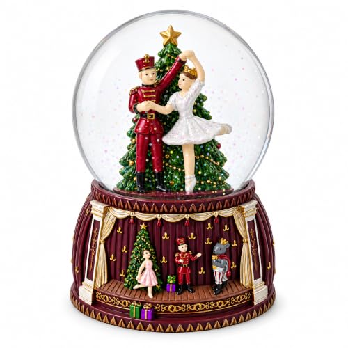 Dancing Nutcracker Ballerina Musical Snow Globe - Hand Painted Christmas Decoration