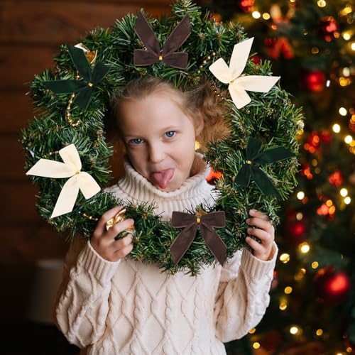 Velvet Christmas Bows Set 24 - Pre-Tied Small Gift & Tree Ornaments