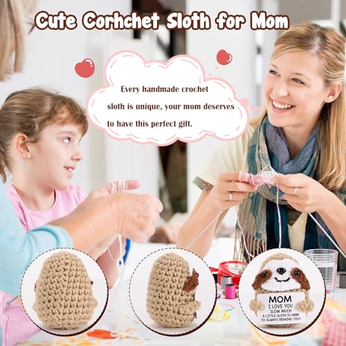 MBL Gifts for Mom Mothers Day - Mom I Love You Sloth Much, Funny Cute Small Crochet Sloth Birthday Christmas Stocking Stuffers Xmas for Mama Bonus Step Mother from Daughter Son