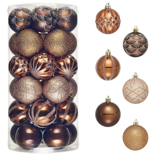 Valery Madelyn Copper Gold Christmas Tree Ornaments Set 30pcs 2.36 Inch