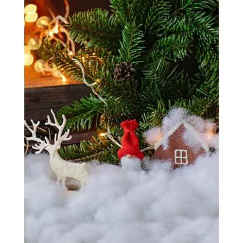 Christmas Fake Snow Decor, Cotton Snow Fluff Decor, Artificial Snow for Winter Village, Flame Resistant Indoor Snow Blanket for Xmas Display(5.6 OZ)