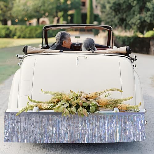 Laser Silver 4Pack Foil Fringe Streamers 48ft Table Skirt Garland for Weddings & Parties (YUKL - Laser Silver)
