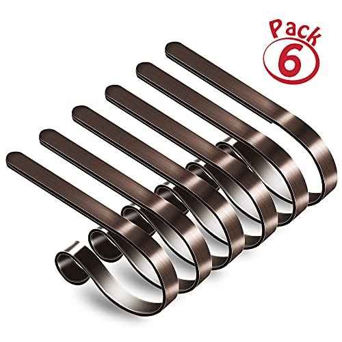 Loncaster Christmas Stocking Holders for Mantle Set of 6, Non-Slip Adjustable Stocking Holders, Stocking Hanger for Christmas Party Decorations(Bronze)