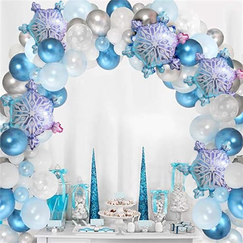 WRBAJIS 5Pcs Colorful Snowflake Foil Balloons Set - 21.26x24.02in Winter Wonderland