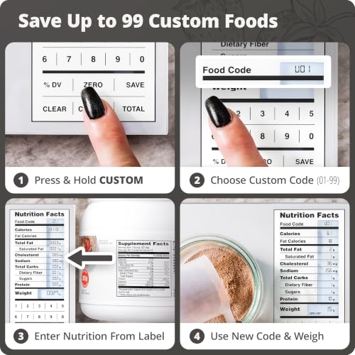 Food Scale with Nutrition Calculator - 2,000 Food Codes, Pearl Gray