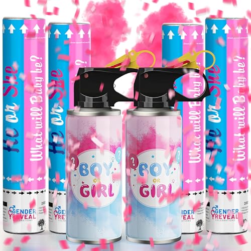 Pink Gender Reveal Fire Extinguisher Set with Confetti Cannons - Fun Party Supplies