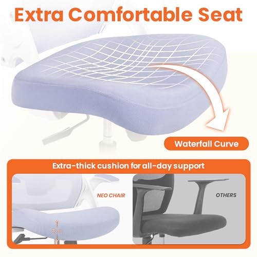 Office Desk Chair with Mesh Back and Flip-Up Armrests - Purple, Ergonomic