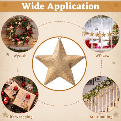 Shimeyao 12 Pcs Mini Gold Star Christmas Ornaments 3.5 Inch Bell-Free Holiday Decor