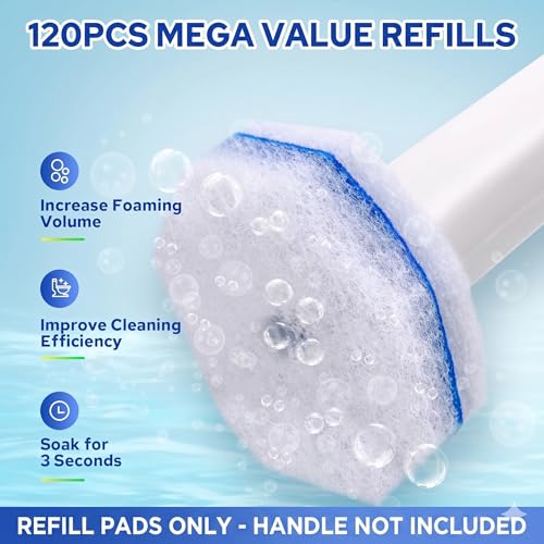 120pcs Toilet Brush Refills Bulk Pack Disposable Bowl Cleaner Scrubber Pads - Cecailin