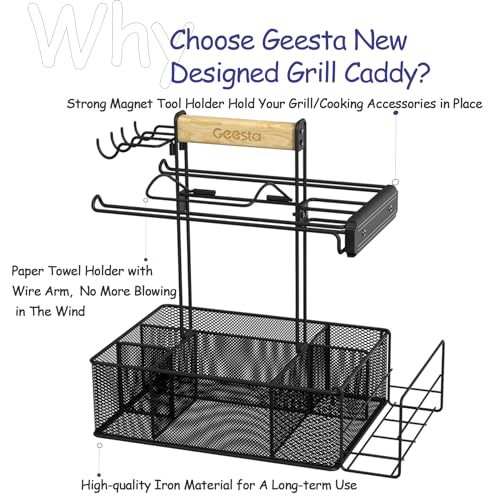 Outdoor Grill Caddy with Paper Towel Holder & Magnetic Tool Organizer