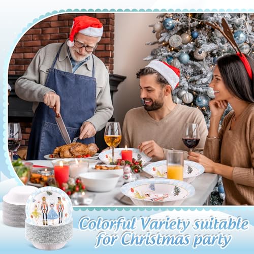 FYSUIMU Nutcracker 50Pcs 16oz Christmas Paper Bowls - Disposable Holiday Party Tableware