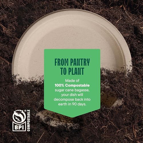 7-Inch Compostable Sugarcane Plates - 1000 Pack, Heavy-Duty Eco-Friendly Disposable Dinnerware - Variation of THIS listing